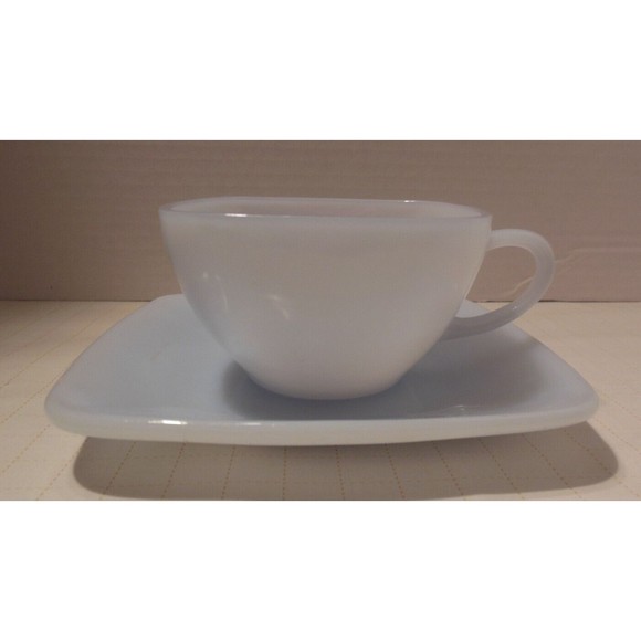 Vintage Anchor Hocking Fire King Charm Azurite Cup and Saucer Set Oven Safe - Picture 1 of 4